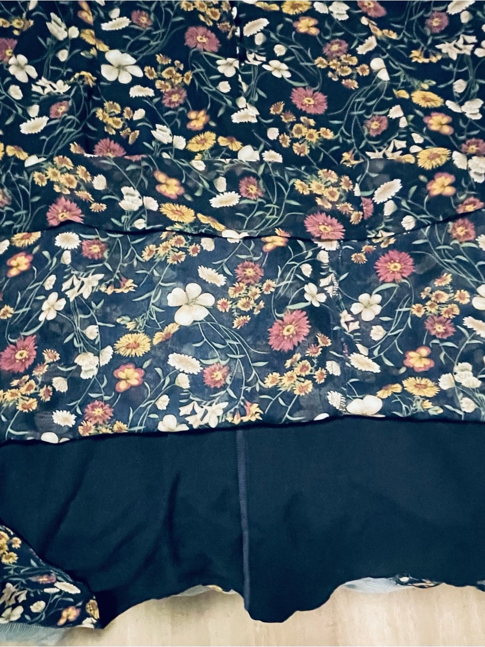 Modcloth Black Floral Keyhole Blouse with Pink and Yellow Blooms. Sleeveless - Picture 12 of 13